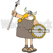 Viking Woman Armed with a Covid Mask Spear and Shield © djart #1719498