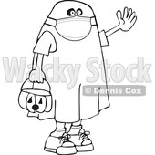 Cartoon Black and White Kid in a Covid Halloween Ghost Chostume © djart #1719521