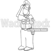 Cartoon Black and White United States Air Force Pilot Wearing a Covid Mask and Saluting © djart #1719523