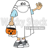 Cartoon Kid in a Covid Halloween Ghost Chostume © djart #1719525