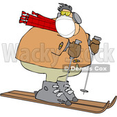 Cartoon Overweight Man Wearing a Mask and Skiing © djart #1719916
