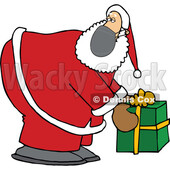 Cartoon Covid Christmas Santa Picking up a Gift © djart #1721038
