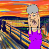 People Clipart Illustration Image of a Stressed Out Caucasian Granny Woman Holding Her Hands to Her Cheeks While Screaming, a Humorous Parody of The Scream by Edvard Munch © djart #17230