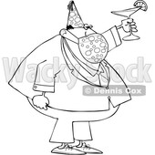 Businessman Wearing a Party Hat and Mask and Toasting © djart #1723068