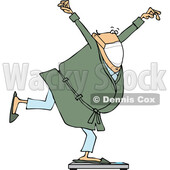 Cartoon Chubby Man Wearing a Mask and Balancing on a Scale © djart #1725092
