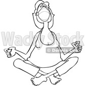 Cartoon Woman Meditating and Wearing a Mask © djart #1725267