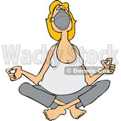 Cartoon Woman Meditating and Wearing a Mask © djart #1725270