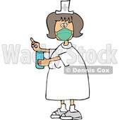 Cartoon Nurse Wearing a Mask and Holding a Pill © djart #1727745