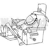 Cartoon Male Pilgrim Wearing a Mask and Napping in a Chair © djart #1728327