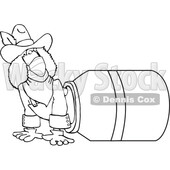 Cartoon Rodeo Clown Climbing out of a Barrel and Wearing a Mask © djart #1728613