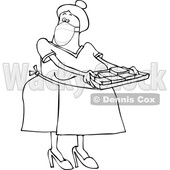Cartoon Lady Wearing a Mask and Baking Brownies © djart #1728614