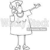 Cartoon Lady Wearing a Mask and Talking on a Cell Phone © djart #1728615