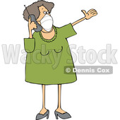 Cartoon Lady Wearing a Mask and Talking on a Cell Phone © djart #1728624