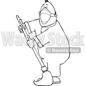 Cartoon Black and White Male Custodian Wearing a Mask and Mopping © djart #1739729