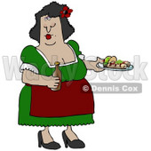 Busty Hispanic Woman Serving Tacos, Burritos and Beer While Waitressing at a Mexican Restaurant Clipart Illustration © djart #17541
