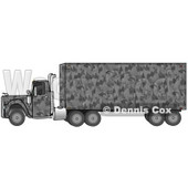 Clipart Illustration of a Gray Camouflage Big Rig Truck Pulling A Matching Cargo Trailer © djart #17566