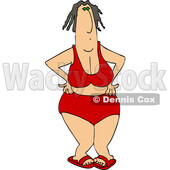 Cartoon Chubby Lady in a Red Bikini © djart #1757149