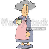 Cartoon Woman Wearing an Apron and Holding a Tea Cup © djart #1757151