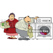 Cartoon Chubby Couple Doing Laundry © djart #1757851