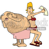 Cartoon Woman Waxing Her Husbands Hairy Back © djart #1757852
