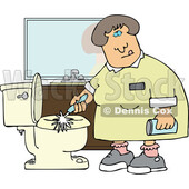 Cartoon Chubby Lady Cleaning a Toilet © djart #1757854