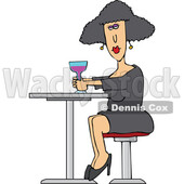 Cartoon Woman Sitting at a Table with Wine © djart #1757858