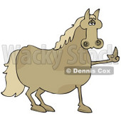 Pissed Brown Horse Flipping Off A Farmer After Not Being Fed His Oats Clipart Illustration © djart #17614