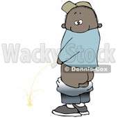 Mischievious African American Boy Baring His Rear End While Urinating In Public And Looking Back At The Viewer Clipart Illustration © djart #17643