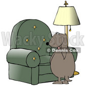 Clipart Illustration of a Bad Dog Looking Back Over His Shoulder While Peeing On A Chair In A Living Room © djart #17646