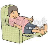 Clipart Illustration of a Tired Caucasian Woman In A Pink Shirt Resting With Her Feet Up In A Green Lazy Chair © djart #17694