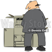 Mischievious Caucasian Businessman Urinating On A Copier Machine In An Office And Looking Back Over His Shoulder Clipart Illustration © djart #17741