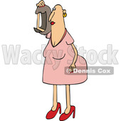Cartoon Woman Bald from Chemo and Holding a Wig © djart #1778017