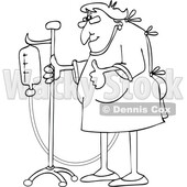 Cartoon Chemo or Hospital Patient Lady Giving a Thumb up and Standing with a Pole © djart #1778207