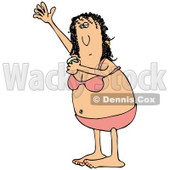 Clipart Illustration of a Middle Aged Caucasian Woman In Her Underwear, Holding Her Arm Up To Apply Deodorant © djart #17867