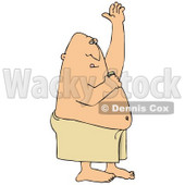 Clipart Illustration of a Middle Aged Caucasian Man Wrapped In A Towel, Holding His Arm Up To Apply Deodorant © djart #17868