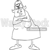 Cartoon Black and White Furious Wife or Granny with Folded Arms © djart #1789967