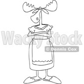 Cartoon Black and White Stern Wife or Mother Moose Standing with Folded Arms © djart #1790443