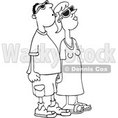 Cartoon Black and White Couple Watching an Eclipse © djart #1805391