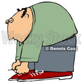 Clipart Illustration of a Bald White Man Bending Over to Tie His Shoe Laces © djart #18280