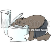 Clipart Illustration of a Sick Black Man Resting His Head on the Toilet Bowl After Puking © djart #18282