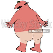 Clipart Illustration of a Chubby Bald White Man With A Bad Sunburn And Tan Lines Where His Swimming Trunks Were © djart #18407