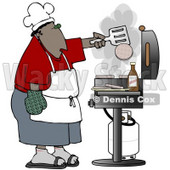 Clipart Illustration of an African American Man Cooking Hamburger Patties On A Gas Grill At A Barbecue Party © djart #18870