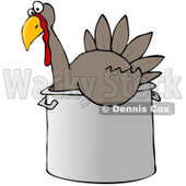 Clipart Illustration of a Confused Live Turkey Bird In A Big Pot, Being Prepared For Thanksgiving Dinner © djart #19239