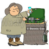 Clipart Illustration of a Happy Man Sniffing The Aroma Of Eggs While Cooking Breakfast On A Propane Camping Stove © djart #19524
