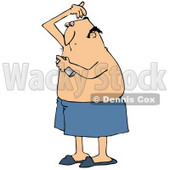 Clipart Illustration of a White Guy Wrapped In A Towel, Spraying Deodorant On His Hairy Armpits After Getting Out Of The Shower © djart #19530