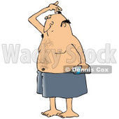 Clipart Illustration of a White Man Wrapped In A Towel, Sniffing His Armpit Before Spraying Deodorant On His Underarms After Getting Out Of The Shower © djart #19531