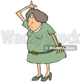 Clipart Illustration of a Stinky White Woman In A Green Dress And Heels, Lifting Her Arm Up Over Her Head And Sniffing Her Armpit For Odor © djart #19533