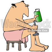 Clipart Illustration of a White Man With Metrosexual Tendencies, Wrapped In A Towel And Seated On A Stool, Shaving His Legs With Cream And A Razor © djart #19536