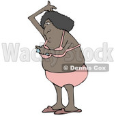 Clipart Illustration of a Black Lady in Her Undergarments, Spraying Deodorant on Her Armpits After Getting Out of The Shower © djart #19607