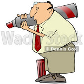 Clipart Illustration of a White Businessman Carrying A Giant Red Marker On His Shoulder, The Cap At His Feet © djart #19699